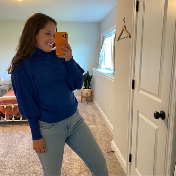 NWT APIECE APART Royal Blue Wool Silk Balloon Sleeve Sweater Small - Picture 15 of 16